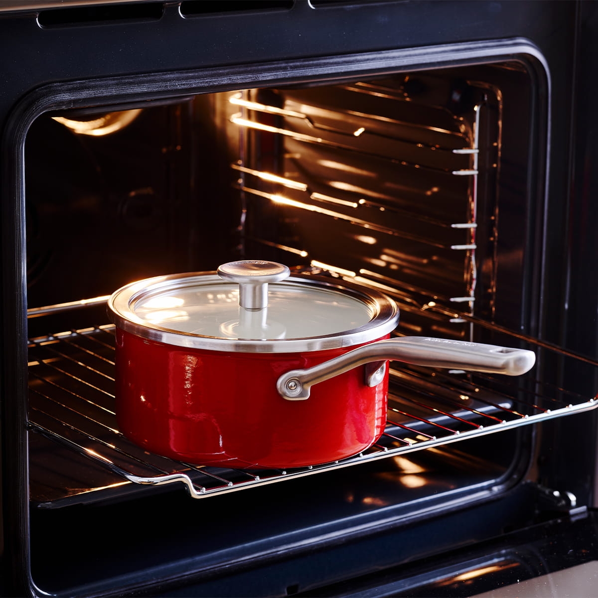 Rondel emaliowany 1,3L - czerwony / KitchenAid CC003287-001 - możliwość używania w piekarniku