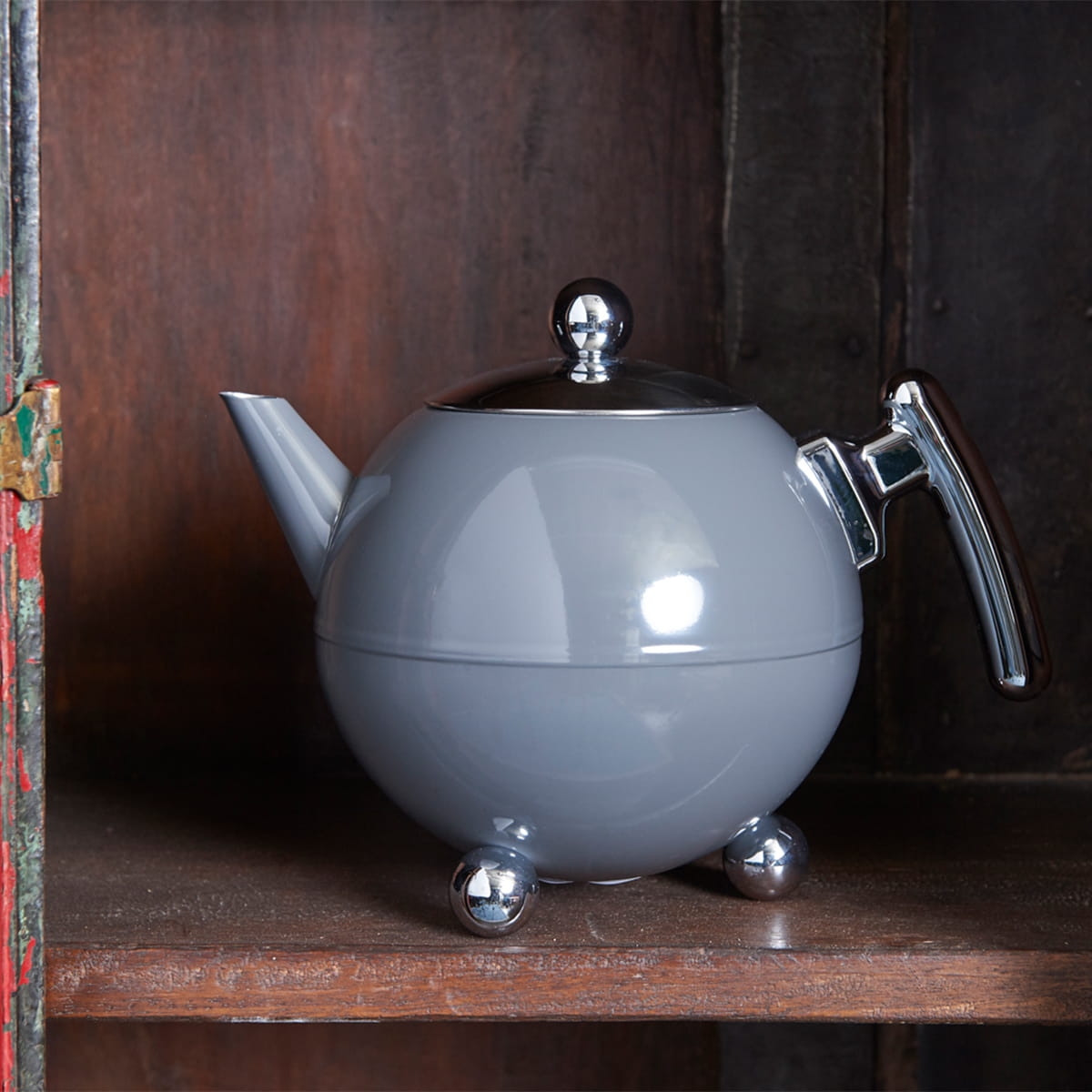 Designerski imbryk termiczny do parzenia herbaty Bella Ronde 1,2L - szary / Bredemeijer