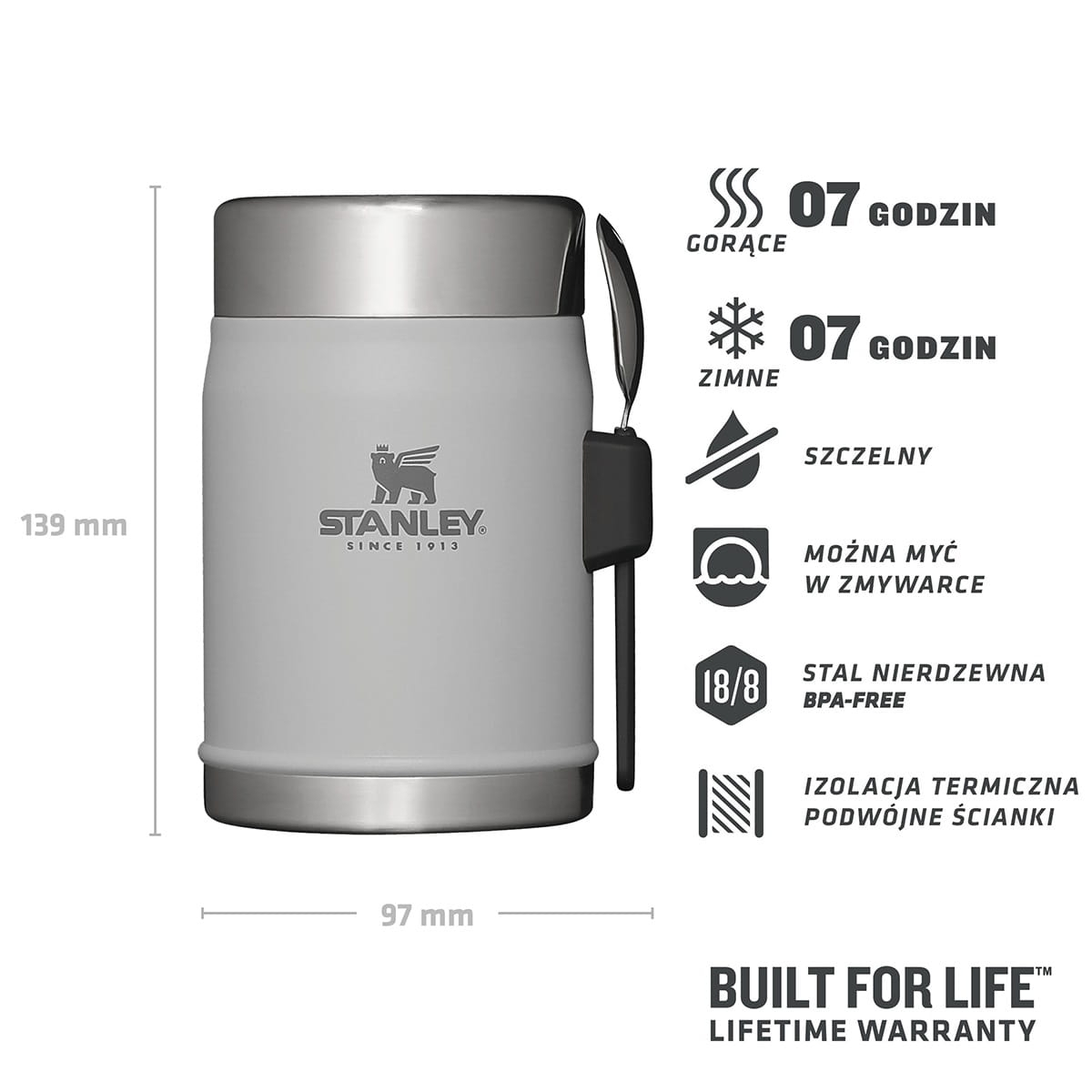 Termos obiadowy na gorącą zupę CLASSIC - 0,4 L Ash  Stanley 10-09382-083 Ean 6939236418263