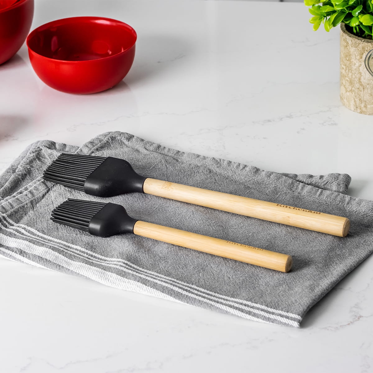 KitchenAid pędzelki silikonowe 22 i 29cm CLASSIC Bamboo