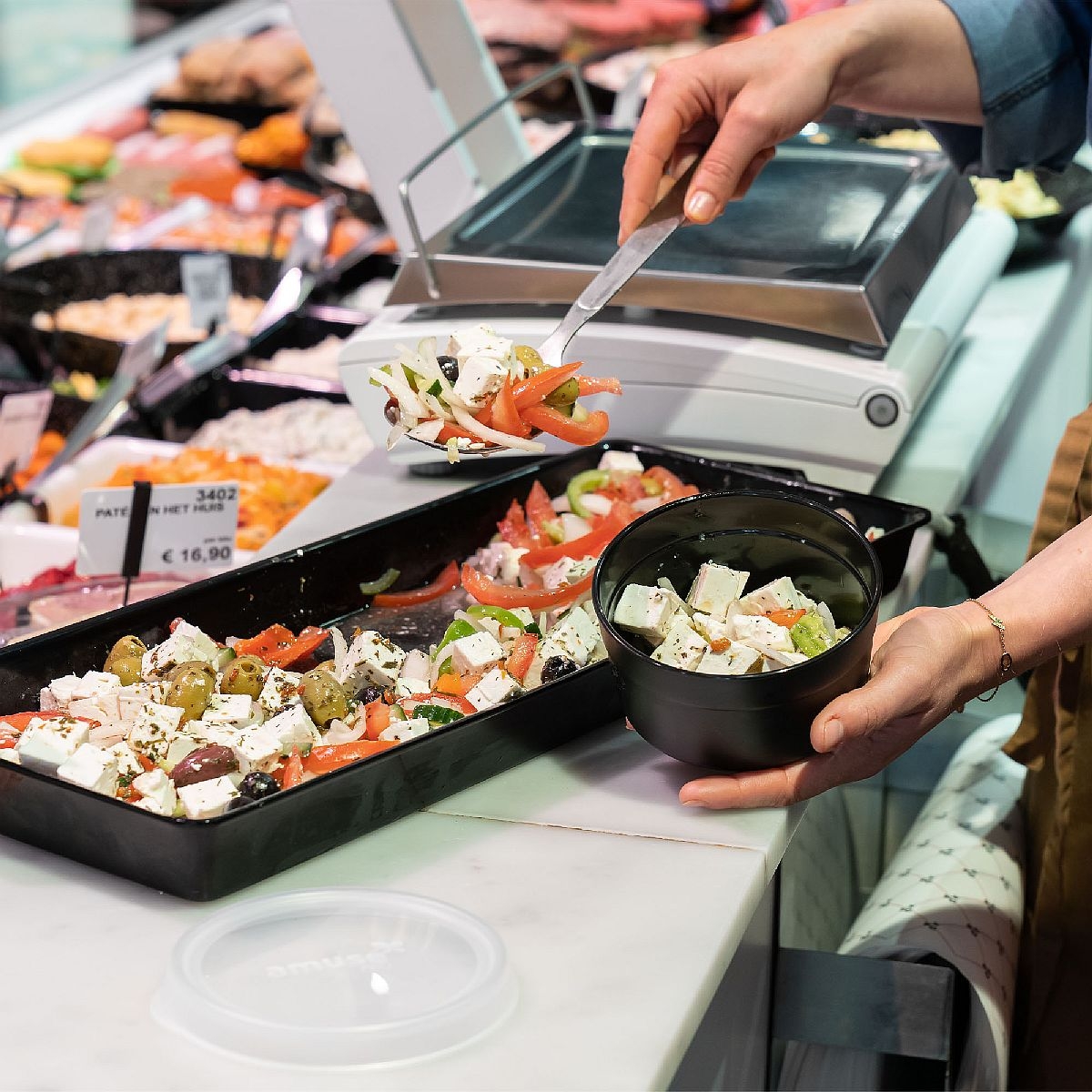 Okrągły pojemnik na żywność, catering, horeca z pokrywką 500ml Amuse A-000405, ean 5410801405006