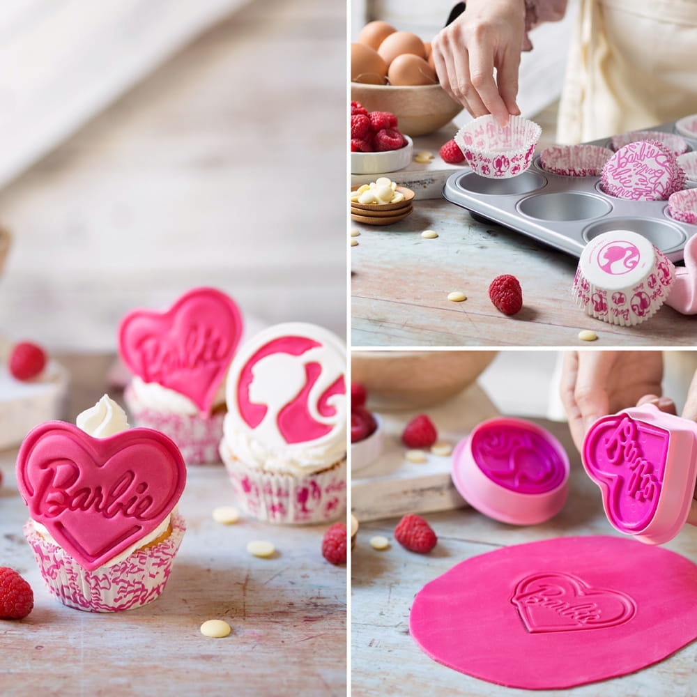 Różowy zestaw do ciasteczek i ozdób cukierniczych Barbie Decora  0403000 foremki + stemple