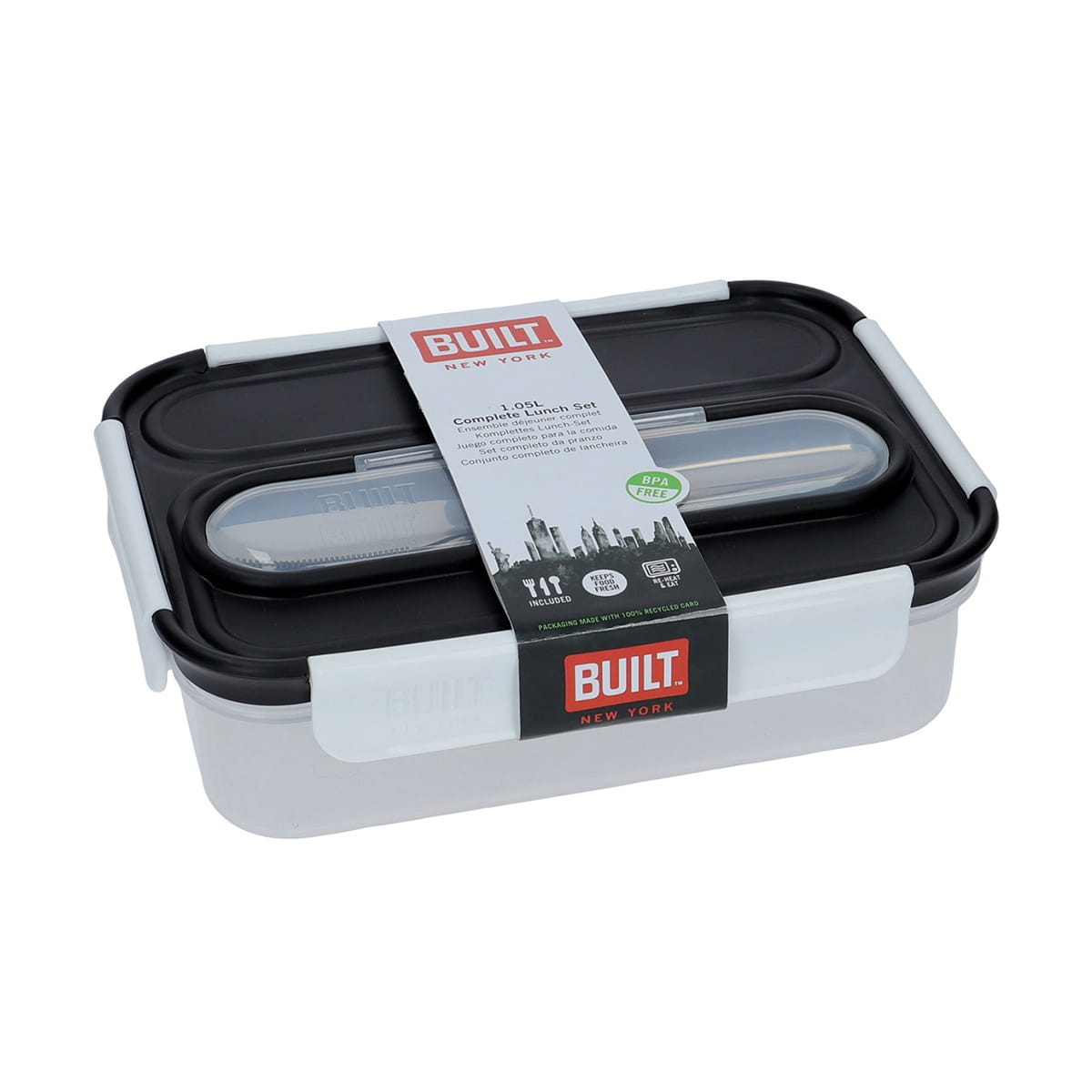 Lunchbox ze sztućcami czarny Built BLTBNT1050CLA w bakeshop.pl