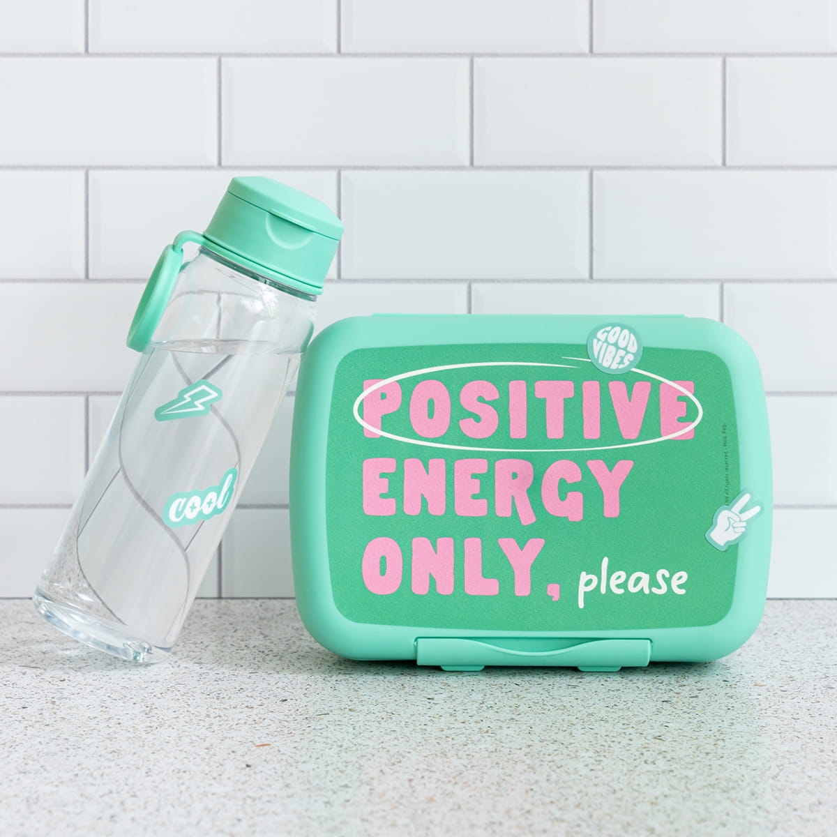 zestaw do szkoły lunchbox + butelka na wodę - zielony