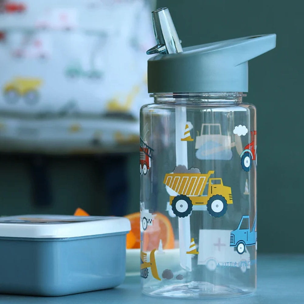 Bidon na wodę dla dzieci z grafiką pojazdów 450 ml w bakeshop.pl