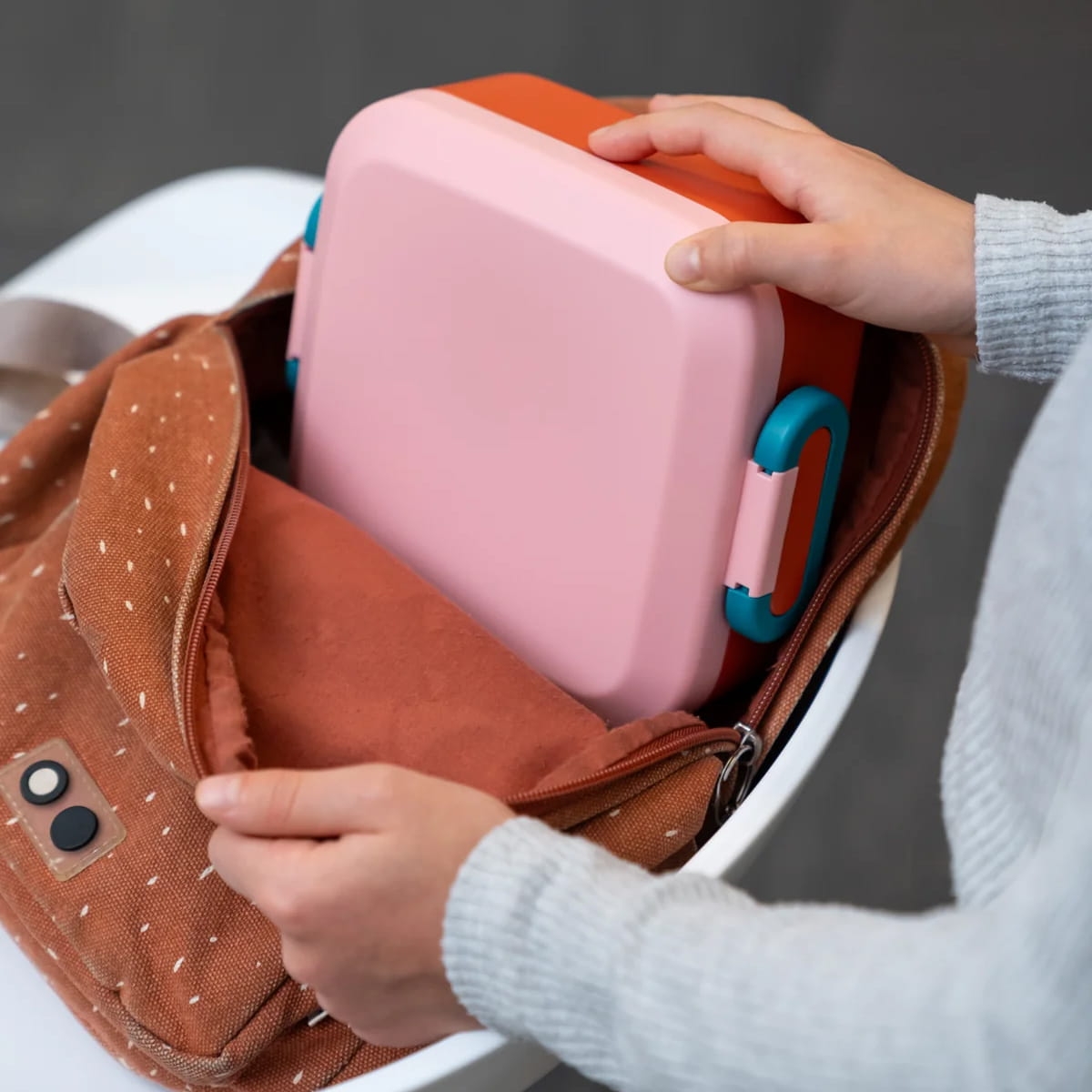 Pojemnik na drugie śniadanie do szkoły dla dzieci - Rikko Poppy Flamingo