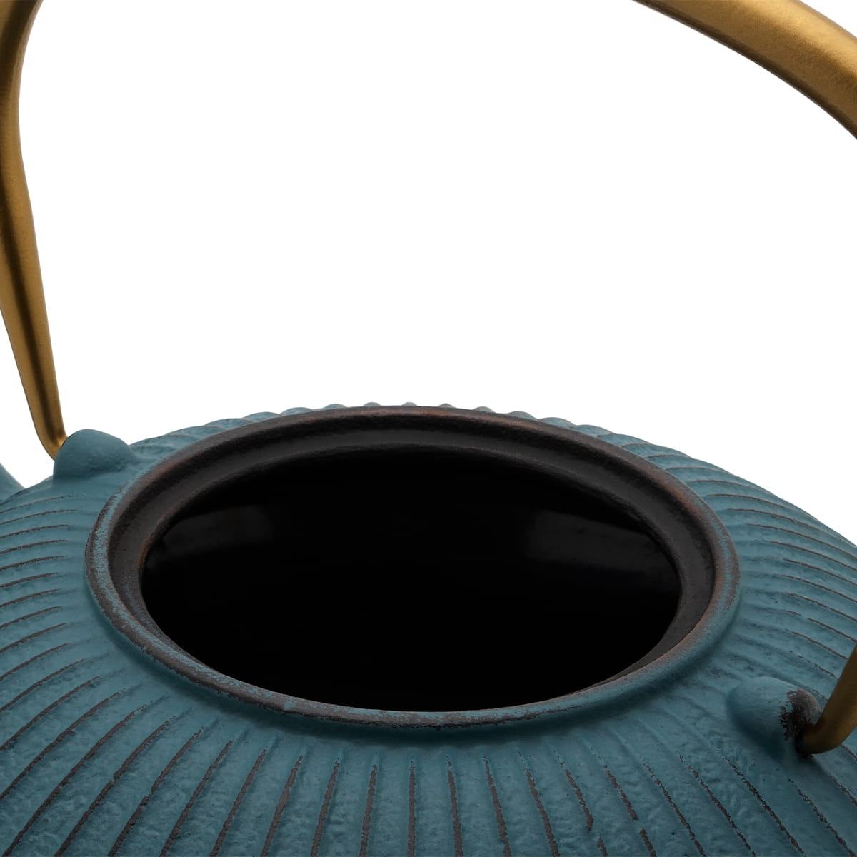 Czajnik z żeliwa w kolorze niebieskim herbaty liściastej z sitkiem stalowym 153031 dostępny na bakeshop.pl