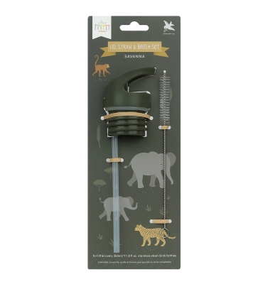 Zapasowa słomka, pokrywka + czyścik SAVANNA Grey