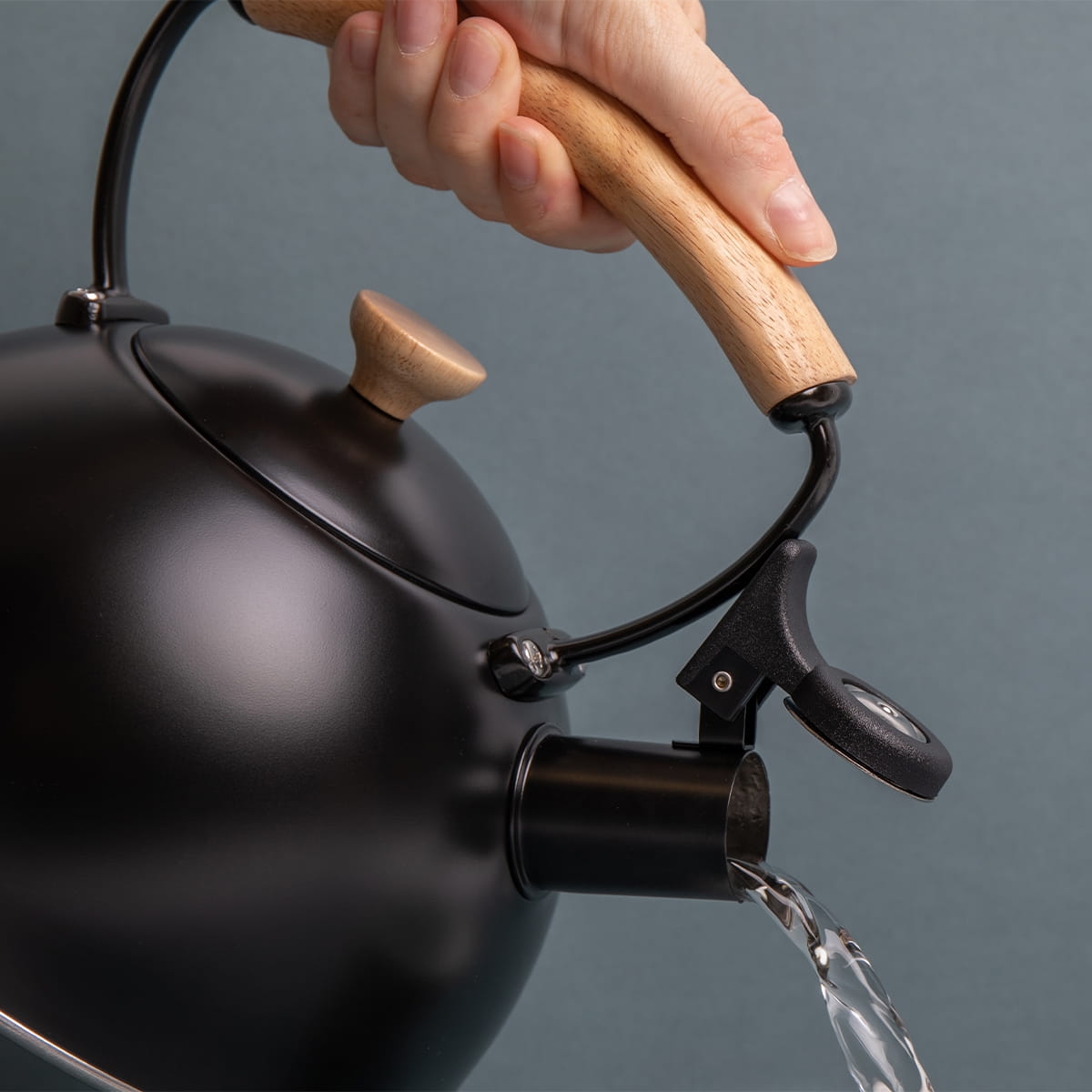 Stalowy czajnik z gwizdkiem 1,6 L Black, na indukcję / La Cafetiere