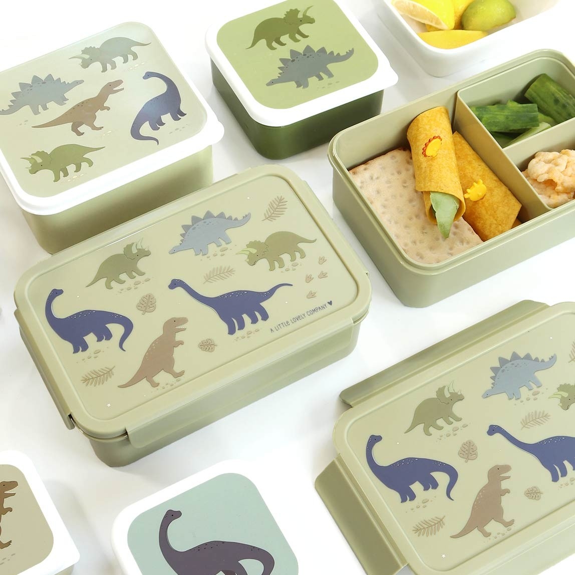 Duży Lunchbox do szkoły z przegródkami Bento DINOSAURS A Little Lovely Company