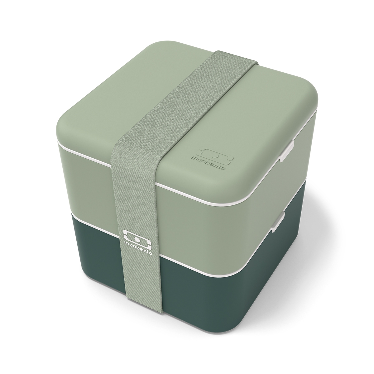 Monbento Original Square 1,7 L Natural Green – lunchbox dwupoziomowy