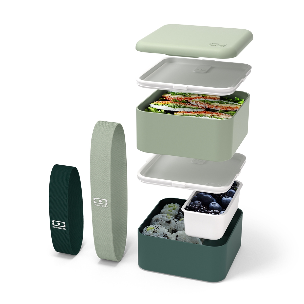 Monbento Original Square Natural Green – z czego składa się lunchbox