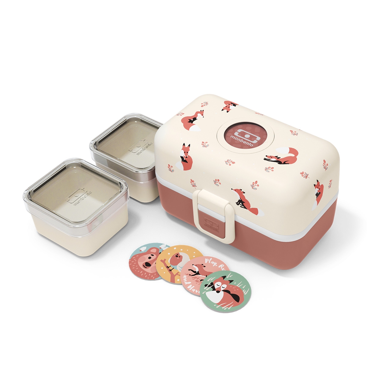 Monbento MB Tresor – lunchbox z wymiennymi tokenami z grafikami oraz pojemnikami