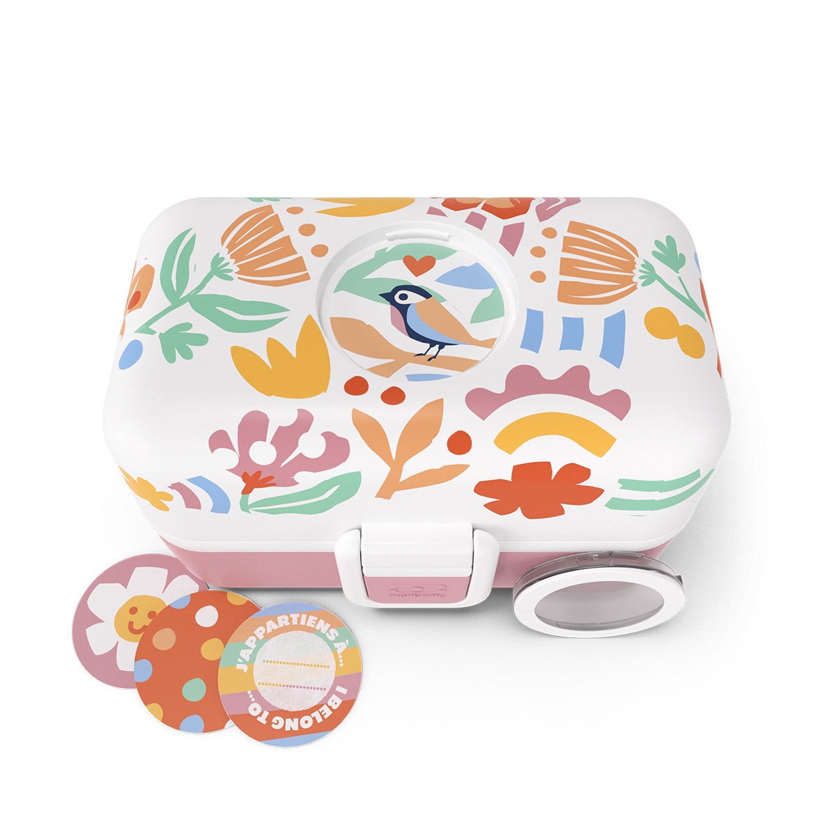 Monbento MB Tresor – biało-różowy lunchbox z grafiką kwiatów