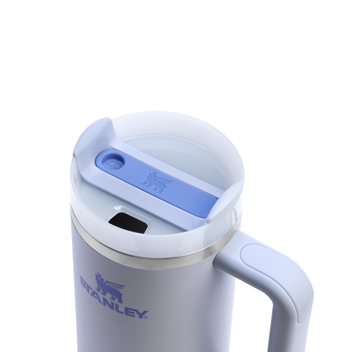 detal uchwytu z antypoślizgowymi wstawkami kubka termicznego stanley dew drop