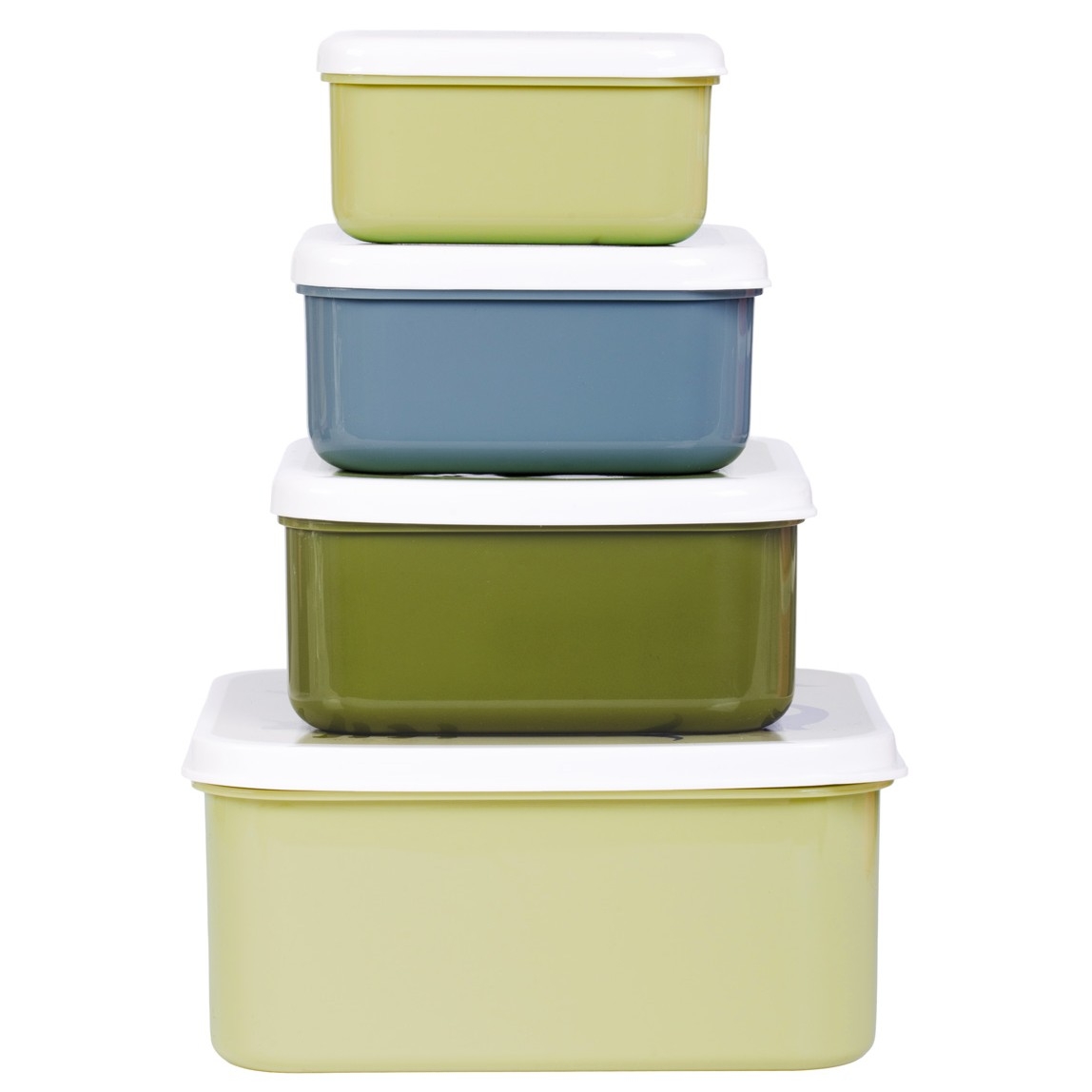 4 pudełka w różnych rozmiarach, które można włożyć jedno w drugie, co ułatwia przechowywanie