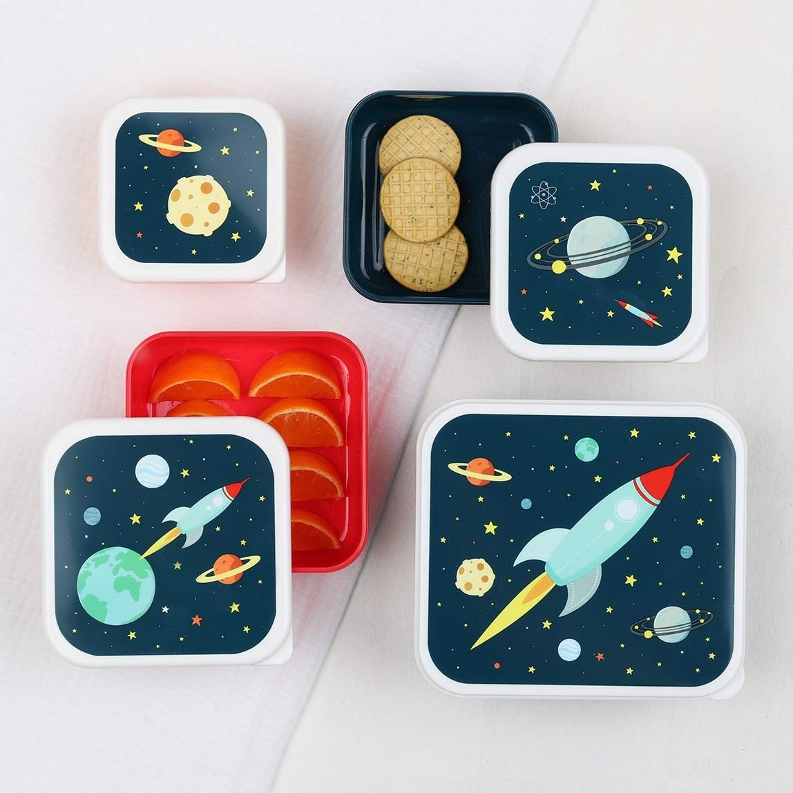 Lunchbox dla dzieci SPACE - zestaw 4 szt. / A Little Lovely Company