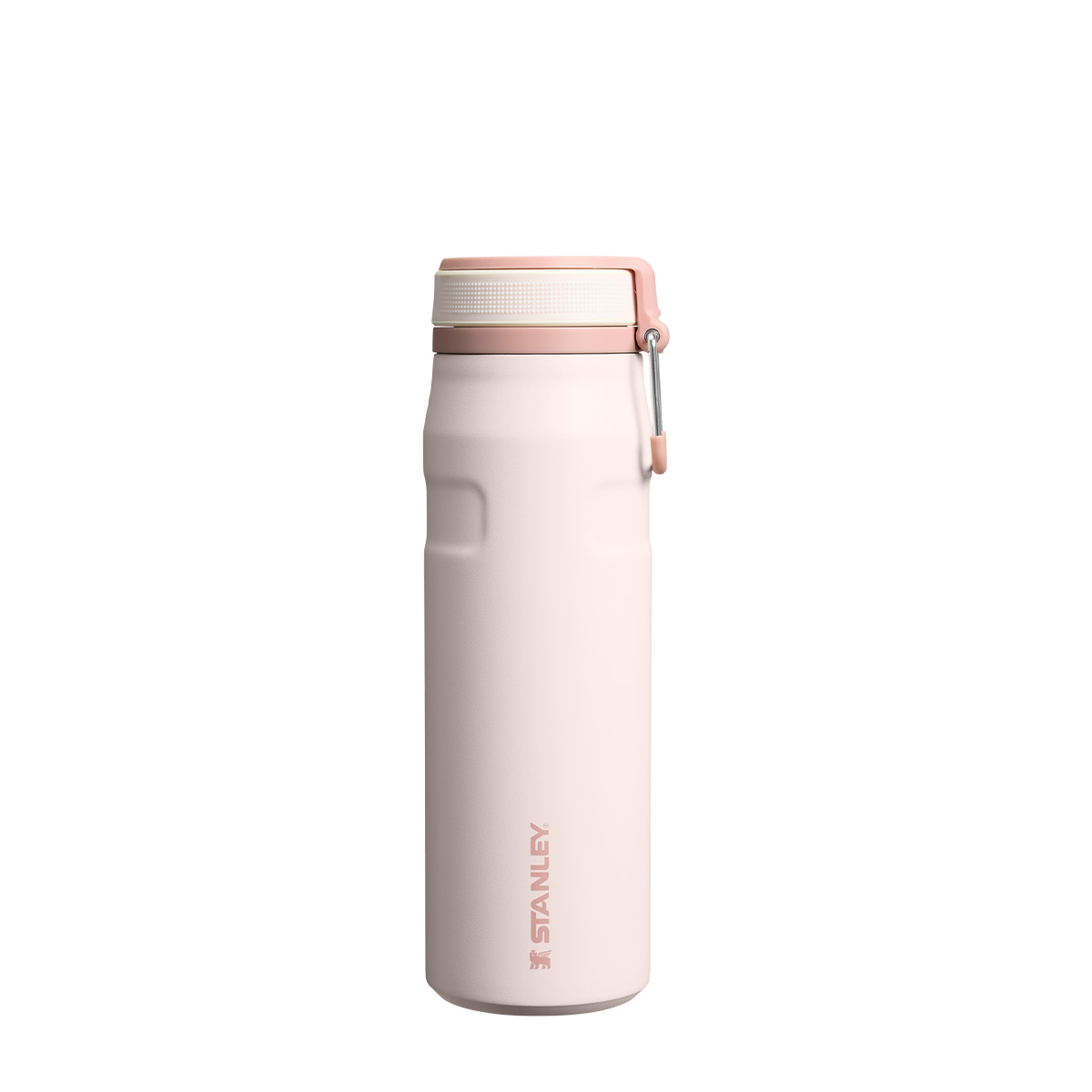 Lekka butelka termiczna Stanley IceFlow™ Twist Flip 0.7 L w kolorze Rose Quartz. Szczelna, stalowa, BPA free, do zmywarki. Utrzymuje chłód do 10 h, a napoje z lodem do 2 dni.