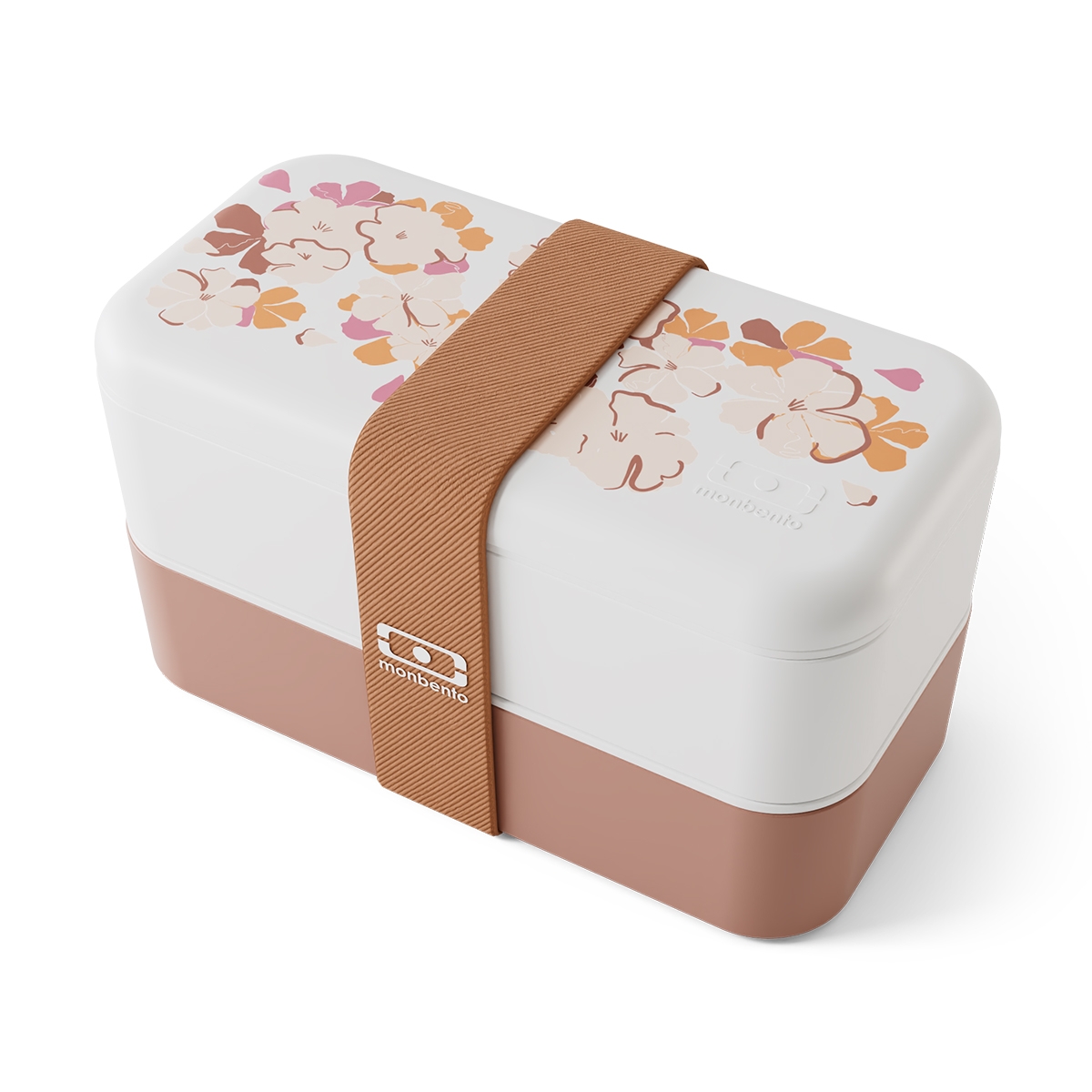 Monbento Original bento lunchbox 1L | Pink Floral – dwupoziomowa śniadaniówka na wynos