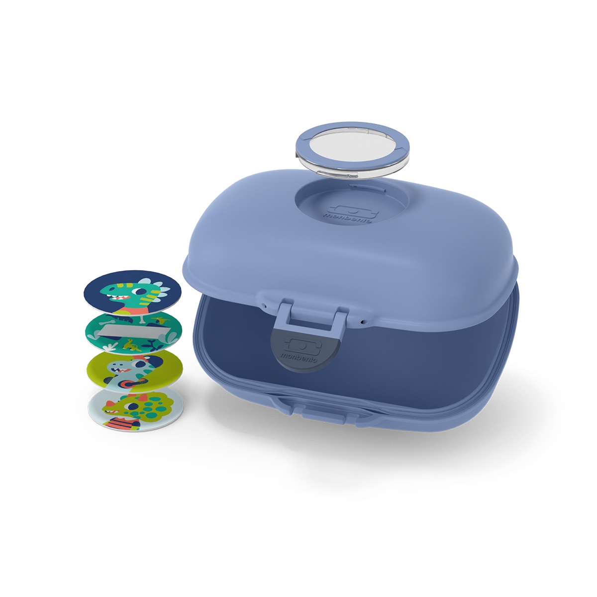 lunchbox monbento dla dziecka z żetonami z dinozaurami