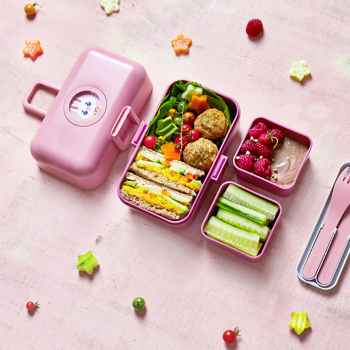 Lunchbox do szkoły dla dziewczynki Tresor 800 ml różowy 2-poziomowy Pink Blush