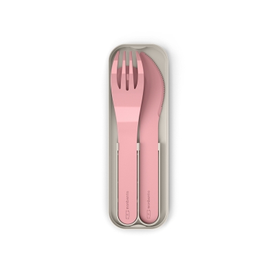 Monbento sztućce na wynos w etui Pocket Color Rose Blush