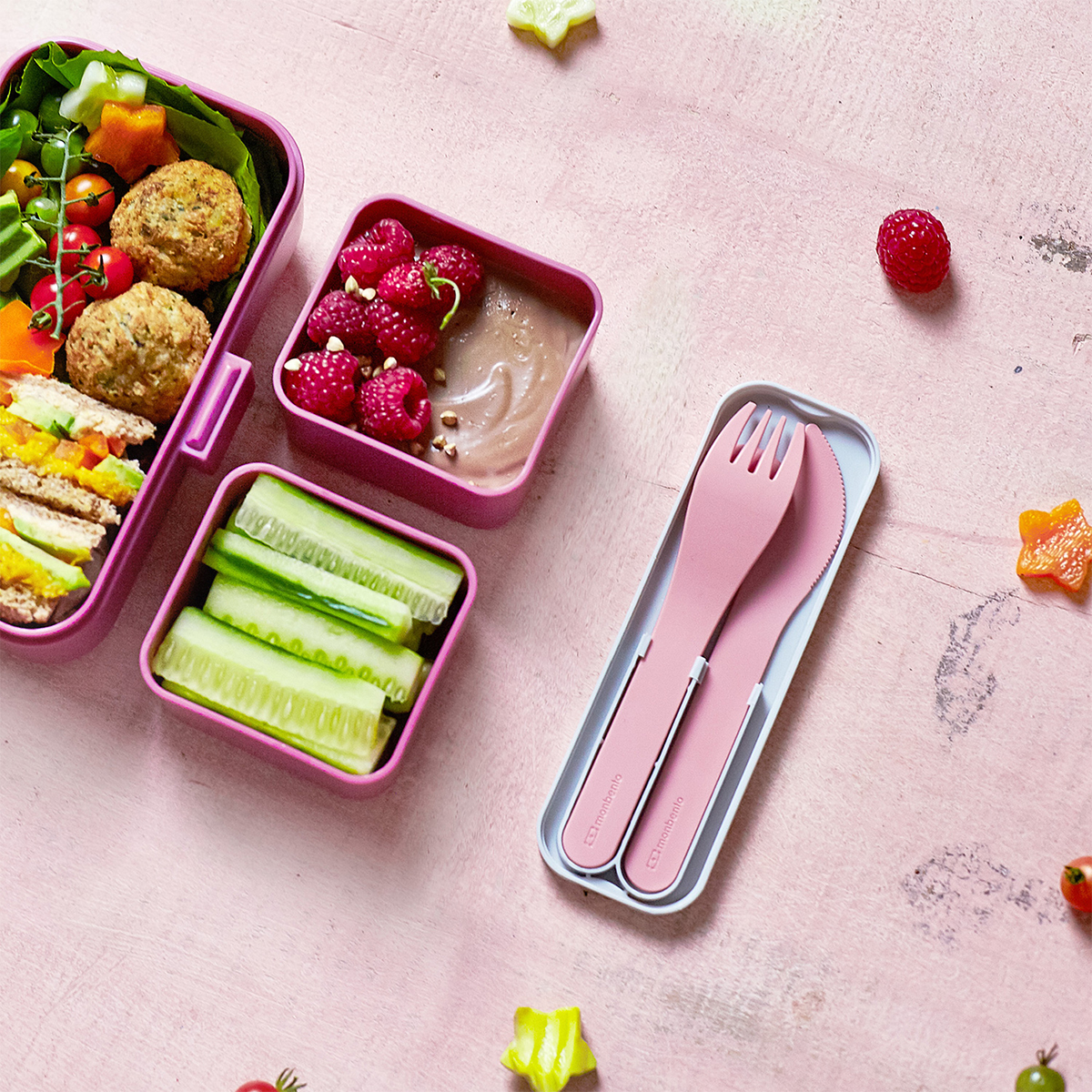 Zestaw sztućców z bioplastiku do bentoboxa i lunchboxa