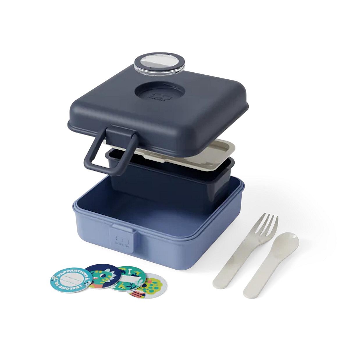 Lunchbox Monbento Snacky Blue Infinity – z klipsem i sztućcami pod pokrywką