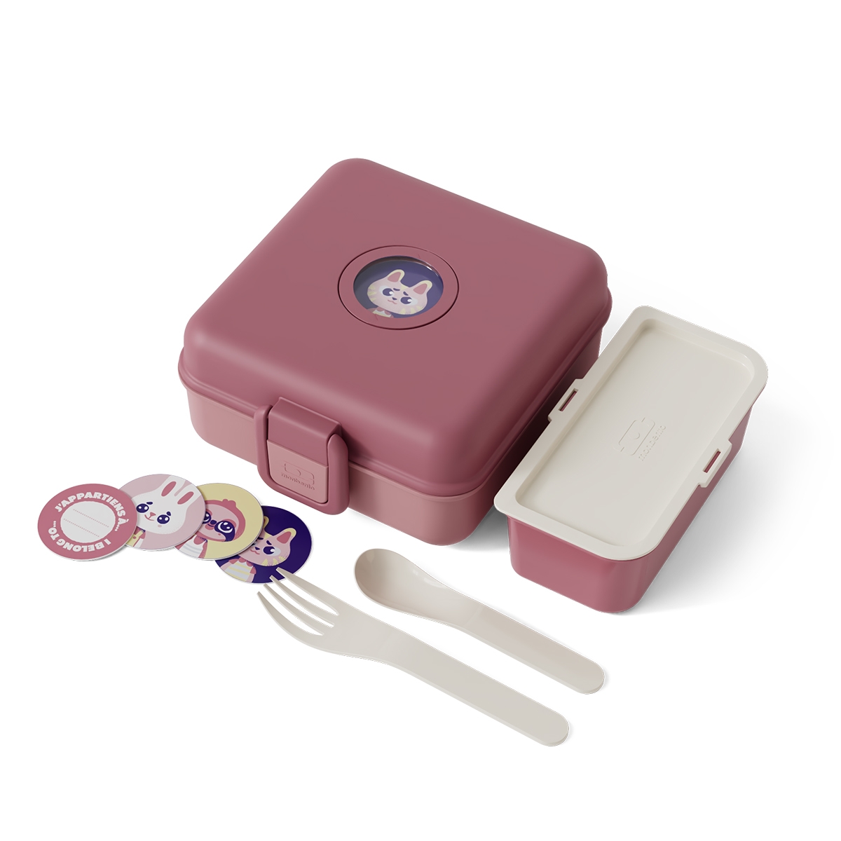 Dziecięcy lunchbox Monbento Snacky – kolorowe żetony do personalizacji