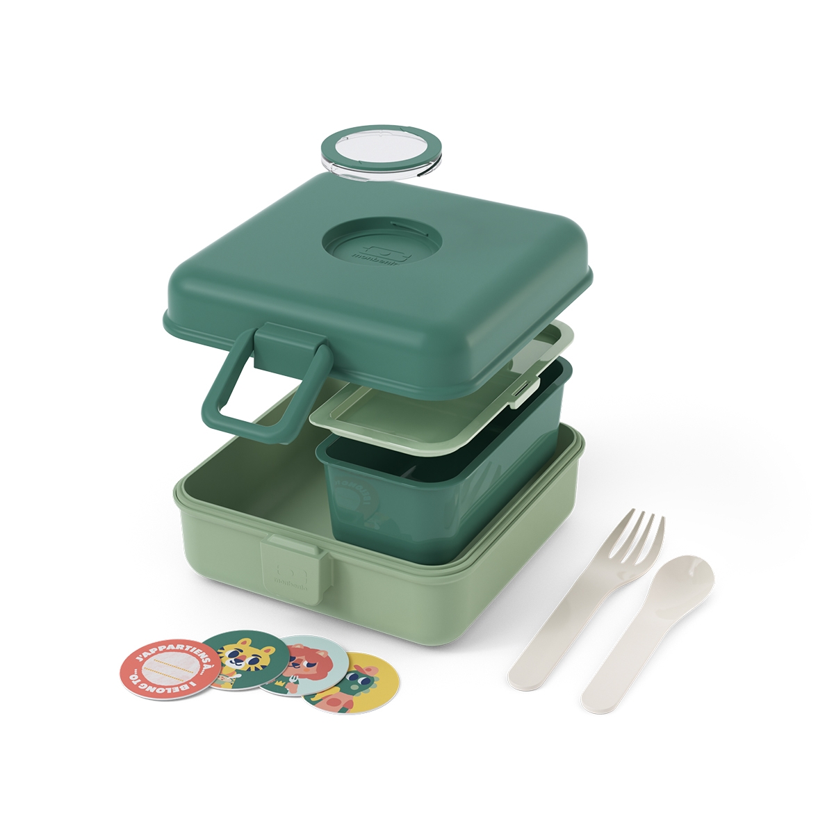 Dziecięcy lunchbox Monbento Snacky – kolorowe żetony do personalizacji