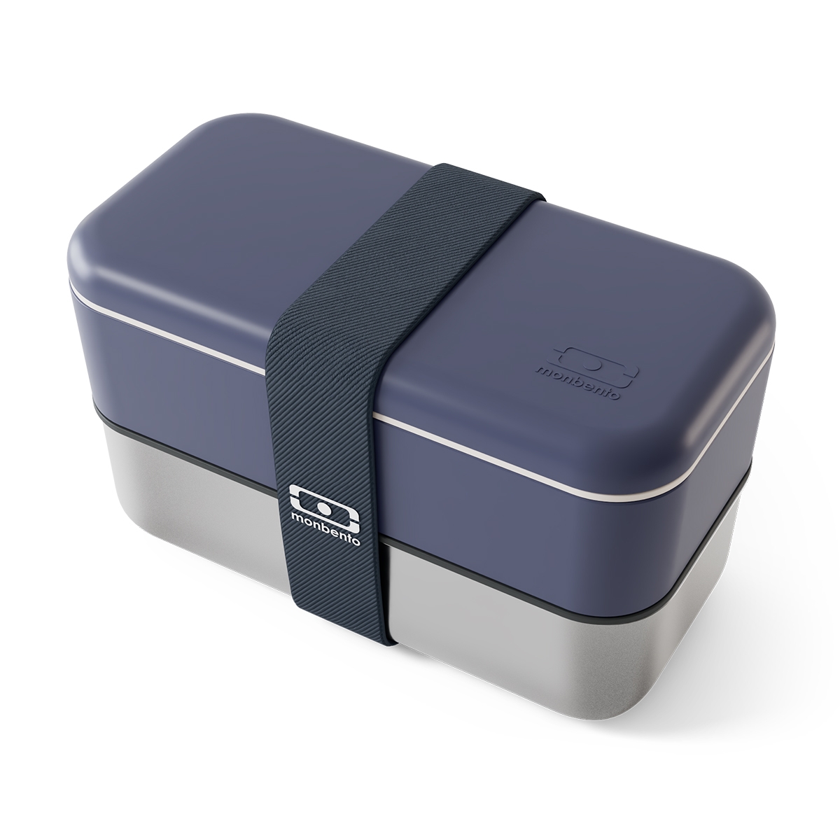 Lunchbox 2-poziomowy Monbento Sense Original ze stalowym pojemnikiem 1,2 L kolor: Blue Natural, 11460060