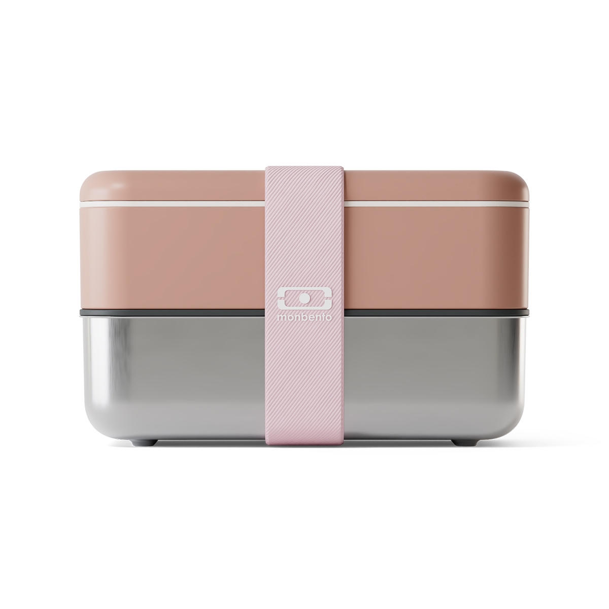 Lunchbox 2-poziomowy Monbento Sense Original ze stalowym pojemnikiem 1,2 L kolor: Rosa Moka