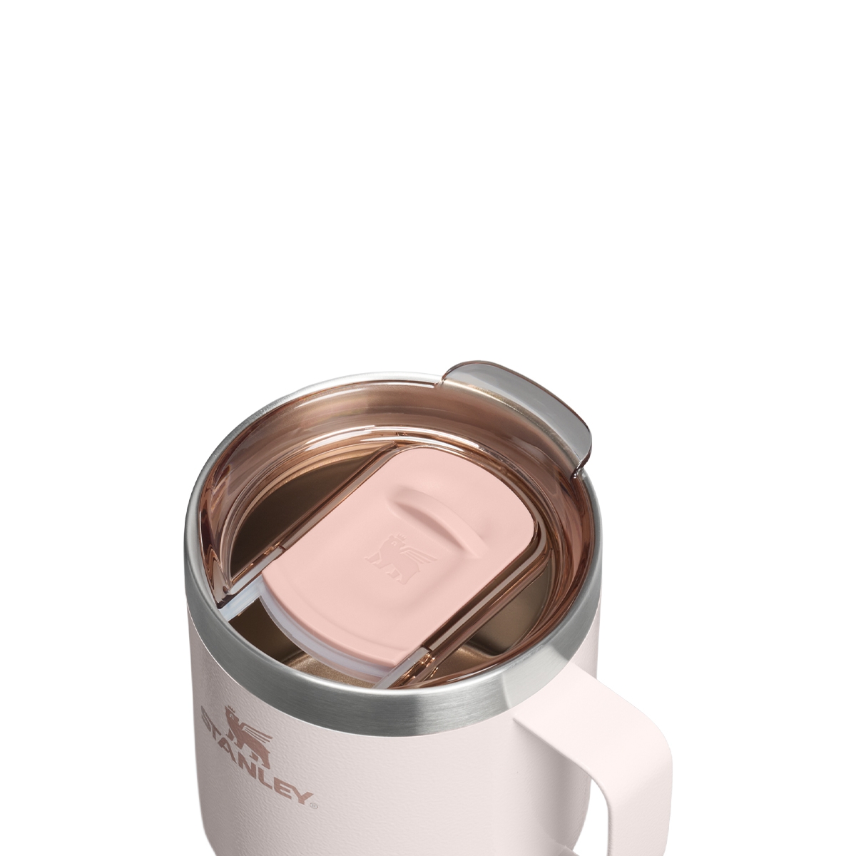 Stanley Legendary Classic Camp Mug 0.35 L Rose Quartz – stalowy kubek termiczny z uchem i pokrywką