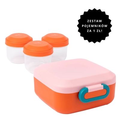 Lunchbox Rikko + pojemniki na przekąski za 1 zł - Poppy Flamingo/Amuse