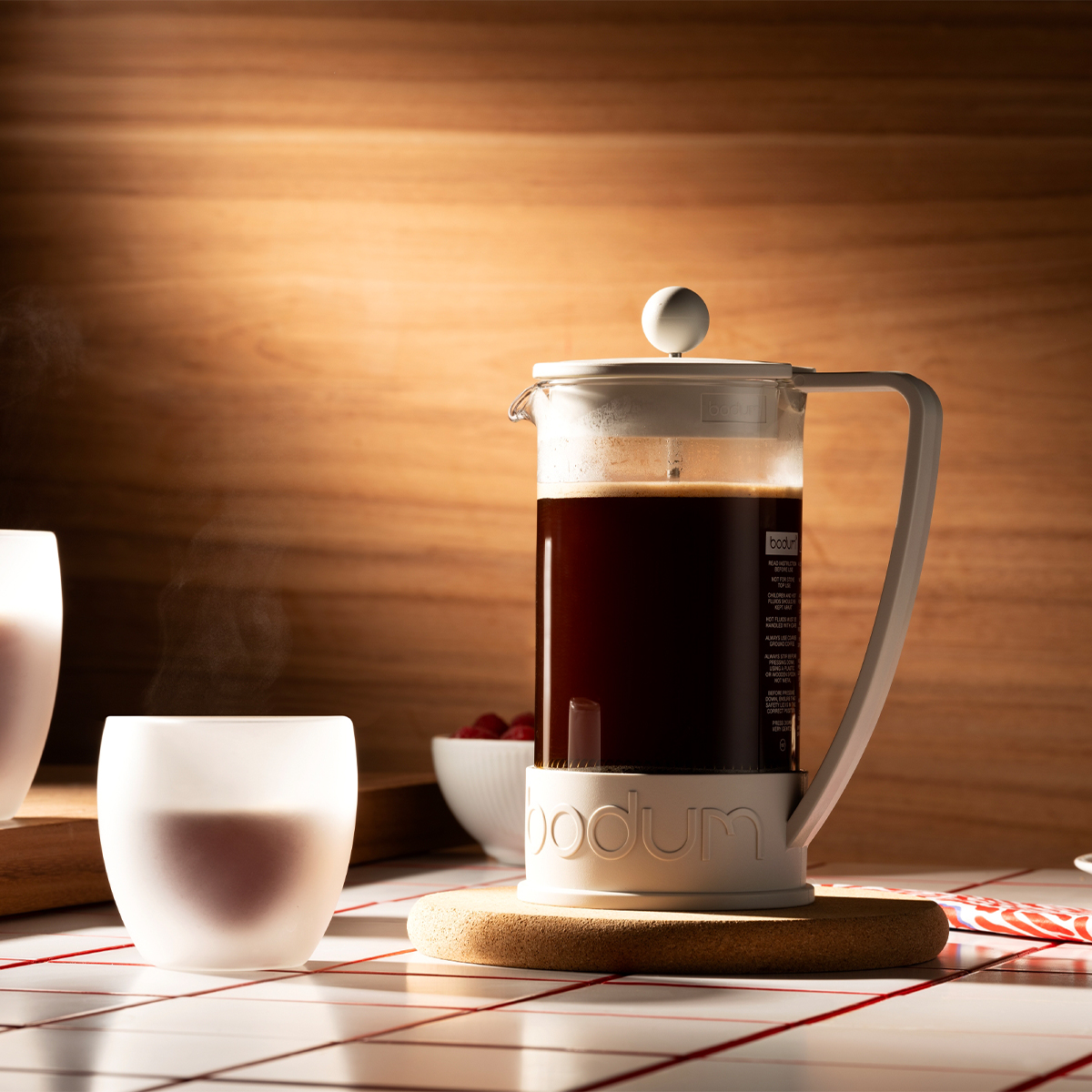 french press do kawy Brazil 1 l Off white -szkło borokrzemowe