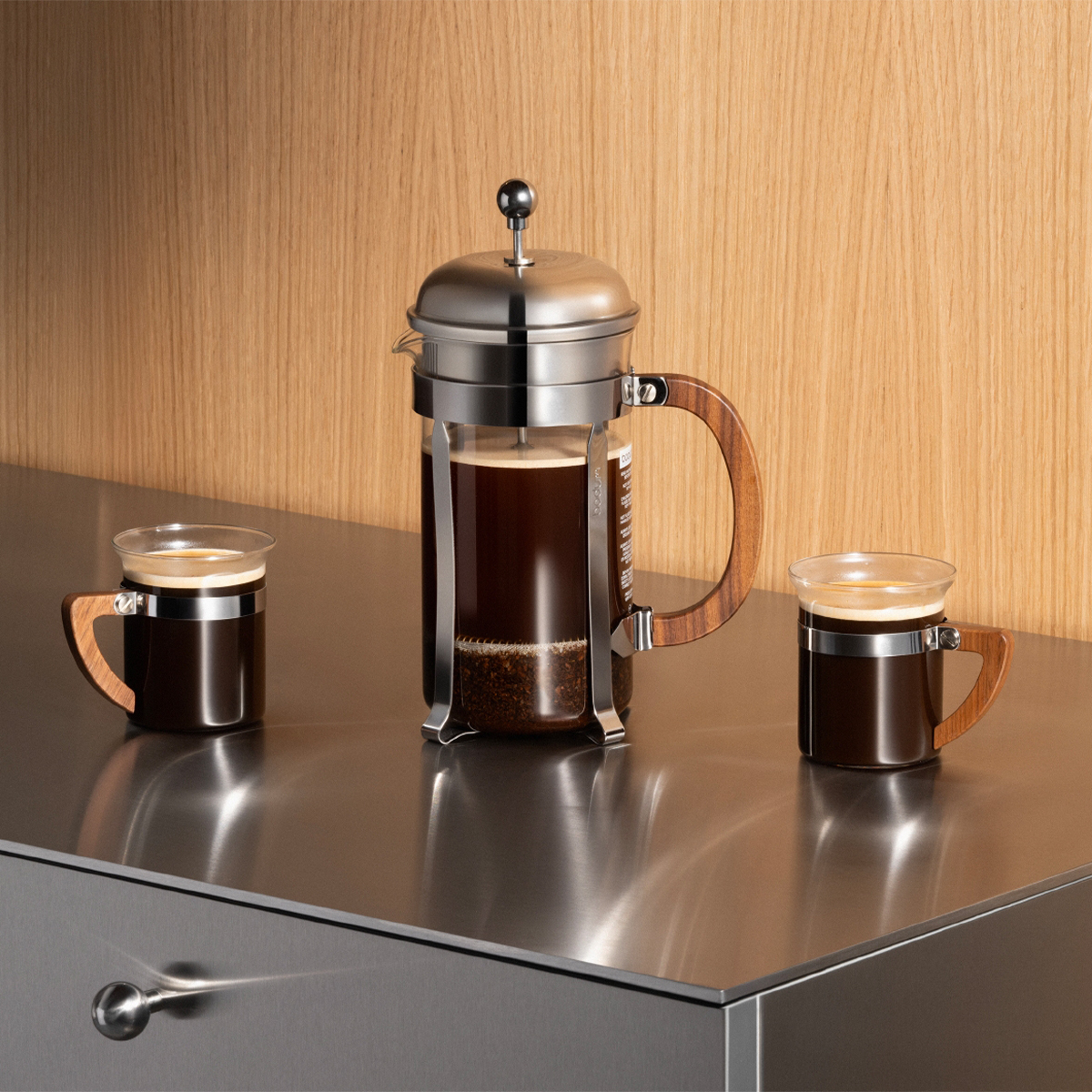 Zaparzacz typu French Press 1 L z drewnianą rączką