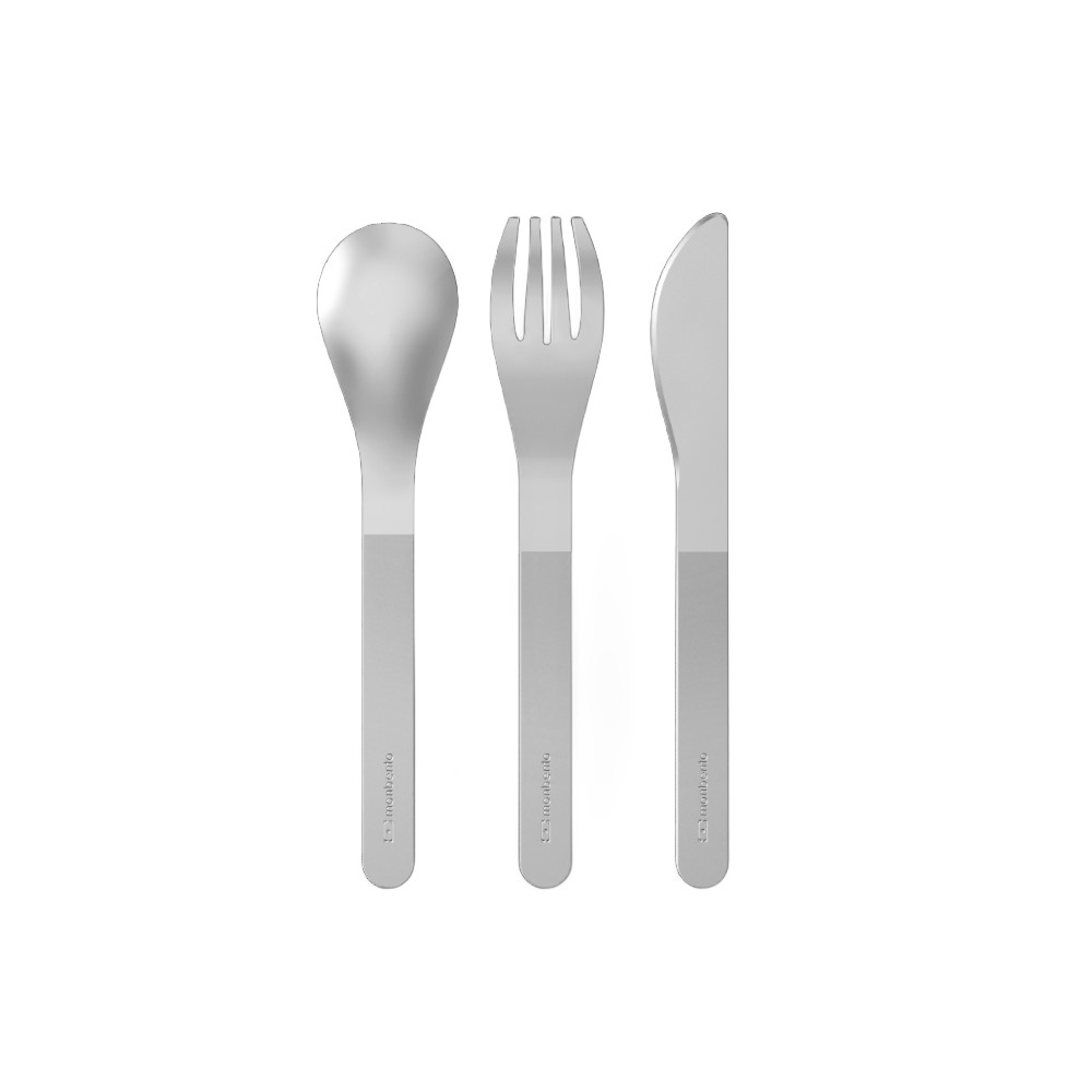 Metalowe sztućce na wynos Monbento Slim Nest Trio Grey z etui wielokrotnego użytku