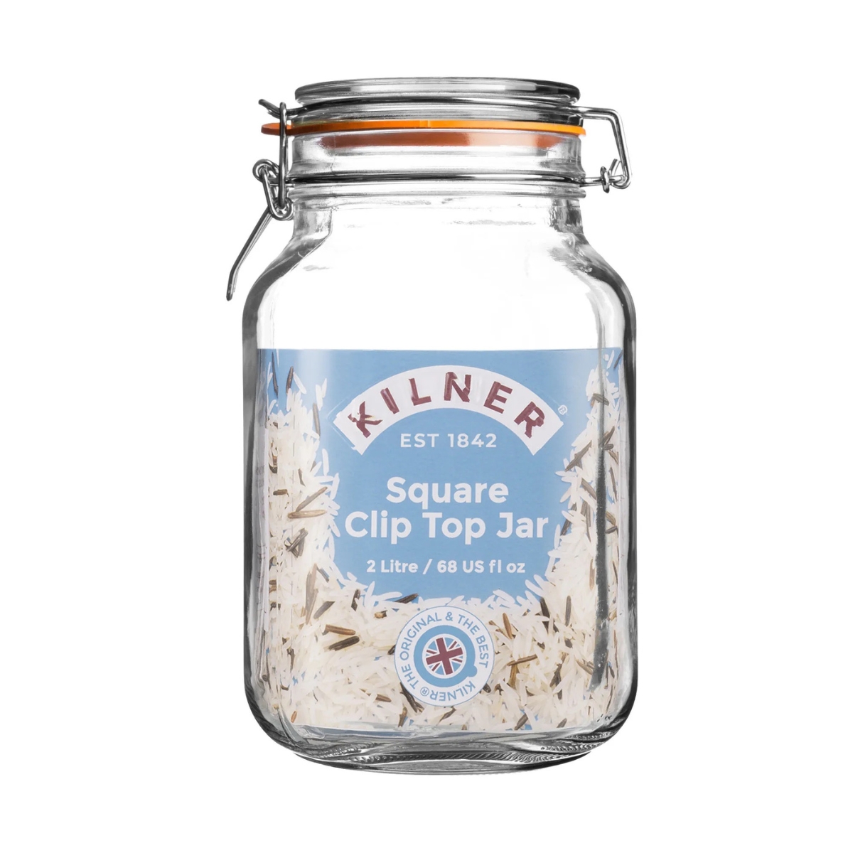 Duży słoik, wek z uszczelką, kwadratowy CLIP TOP 2L / Kilner 0025.513