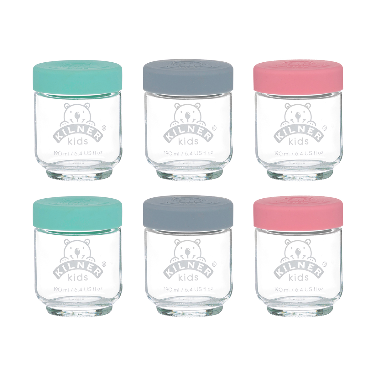 Pojemniki szklane dla dzieci 6 szt. kolorowe 190ml / Kilner