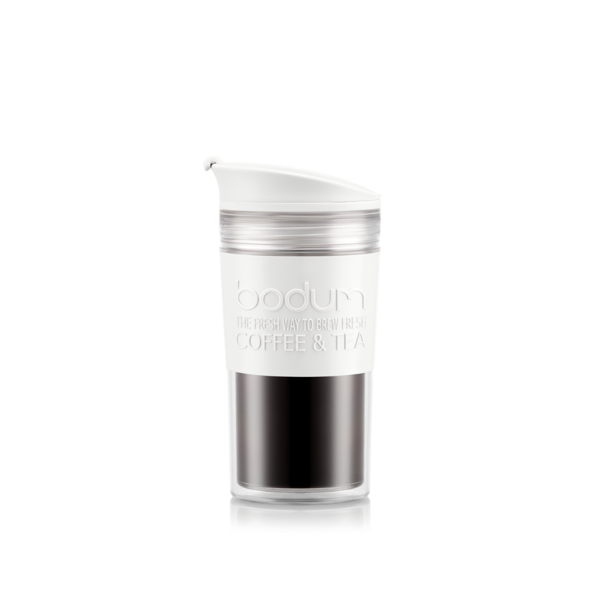 Kubek 350 ml z białą silikonową obręczą