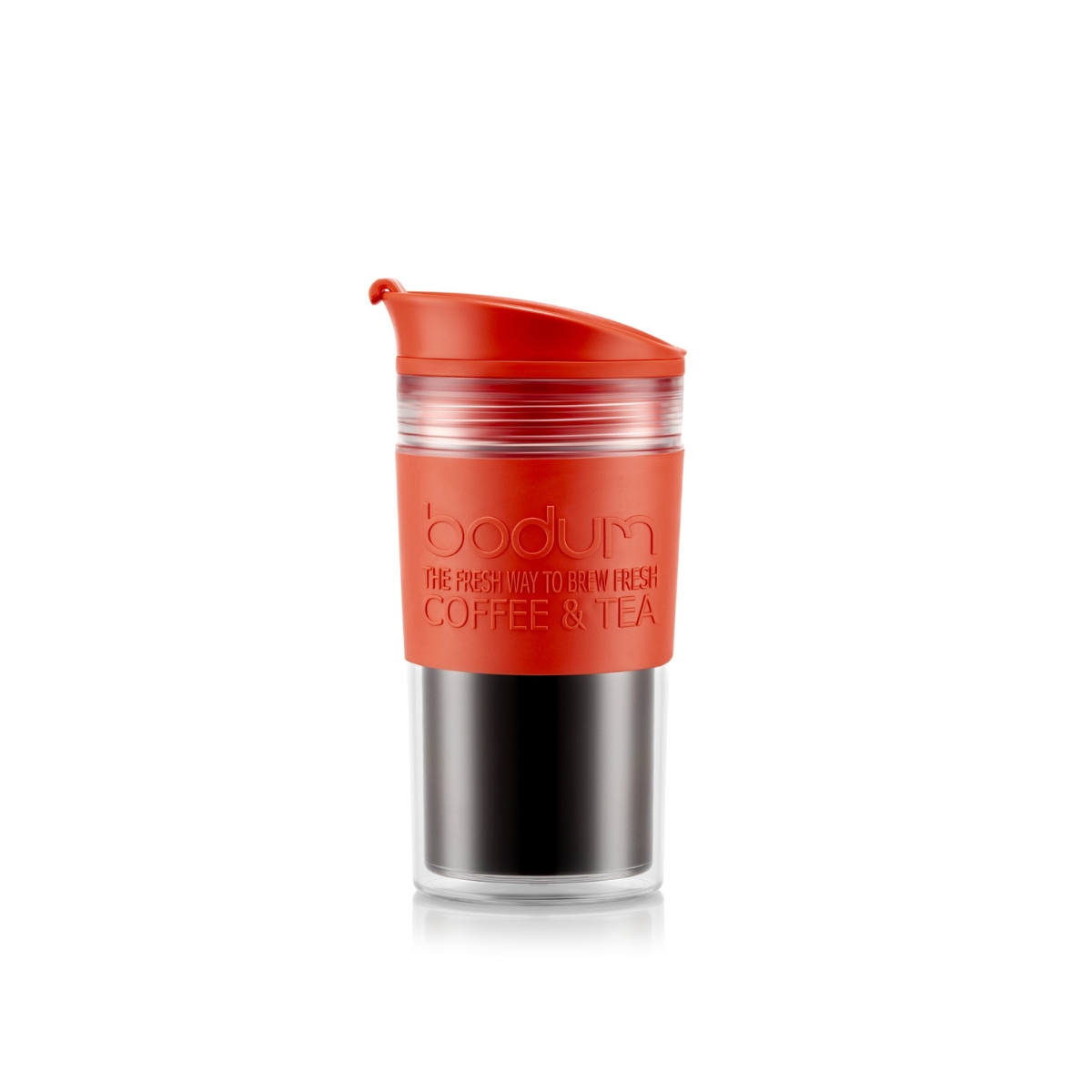 Kubek 350 ml z czerwoną silikonową obręczą